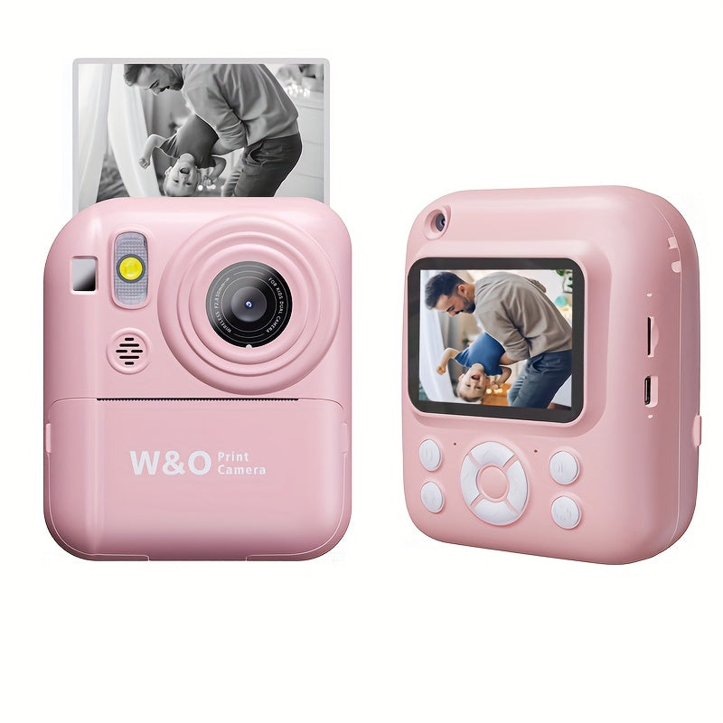 Instant Print Camera 1080P HD – 2.4" Screen, 3 Rolls Print Paper & 32GB SD Card Included, Rechargeable Battery, Type-C Charging, Pink & Blue – Birthday & Christmas Gift for Teens & Adults