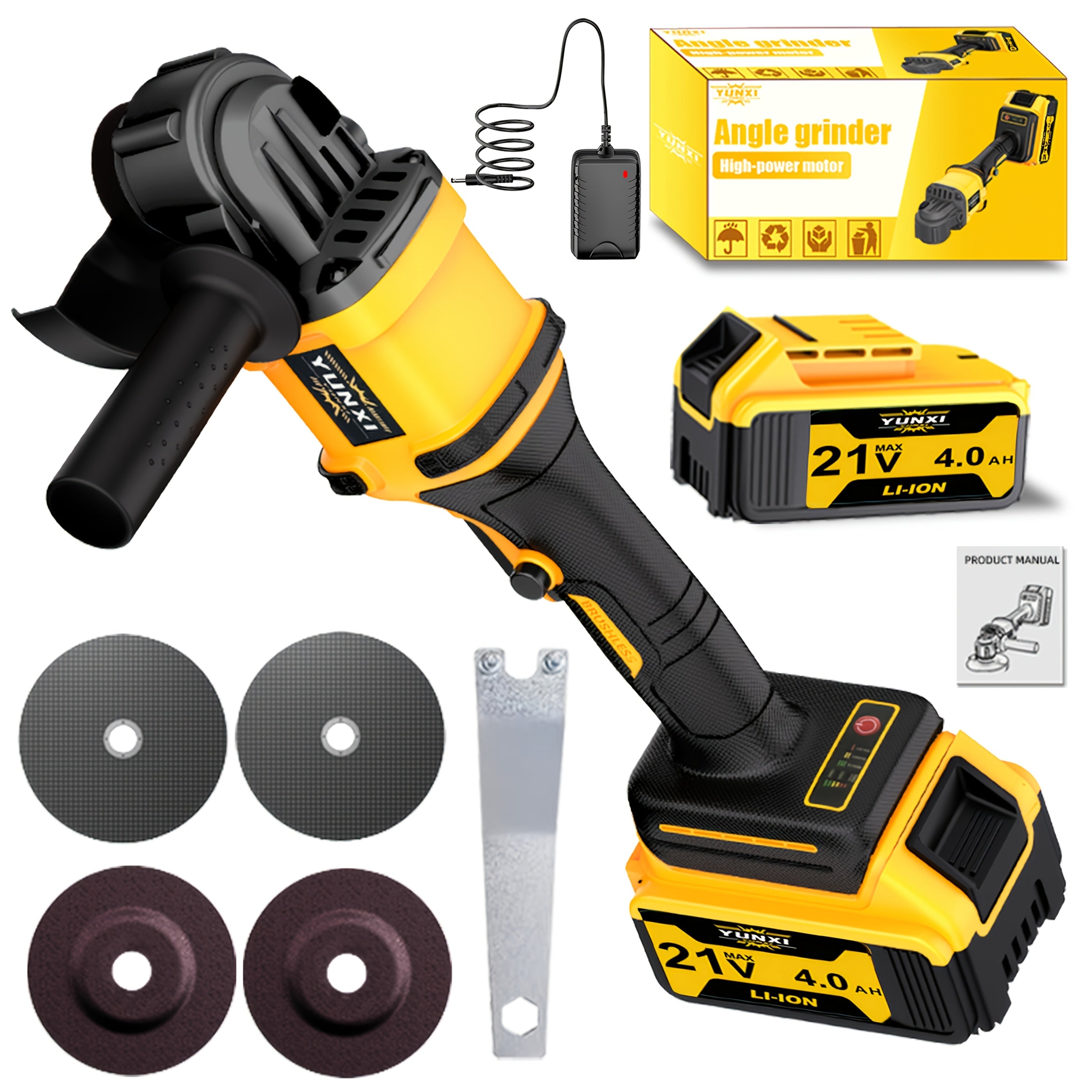 Rechargeable Angle Grinder Polisher Kit 2-in-1 Wireless Portable Power Tool for Metal Wood Car Repair – Cordless Grinding Polishing Machine, DIY & Auto Detailing Tool, Great Gift Idea