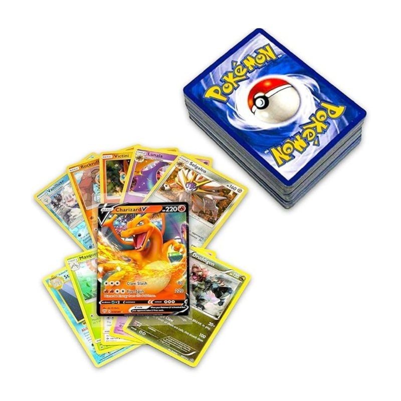 Pokémon Cards - 50pcs Lot with Guaranteed V, Vmax, Vstar, Gx, or Ex - (5 or more holos + 1 Ultra Rare)