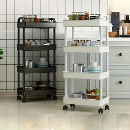 Multi-Layer Rolling Storage Cart with Wheels Adjustable Shelves Home Organizer Rack for Kitchen Bathroom Bedroom - ShopVora CA