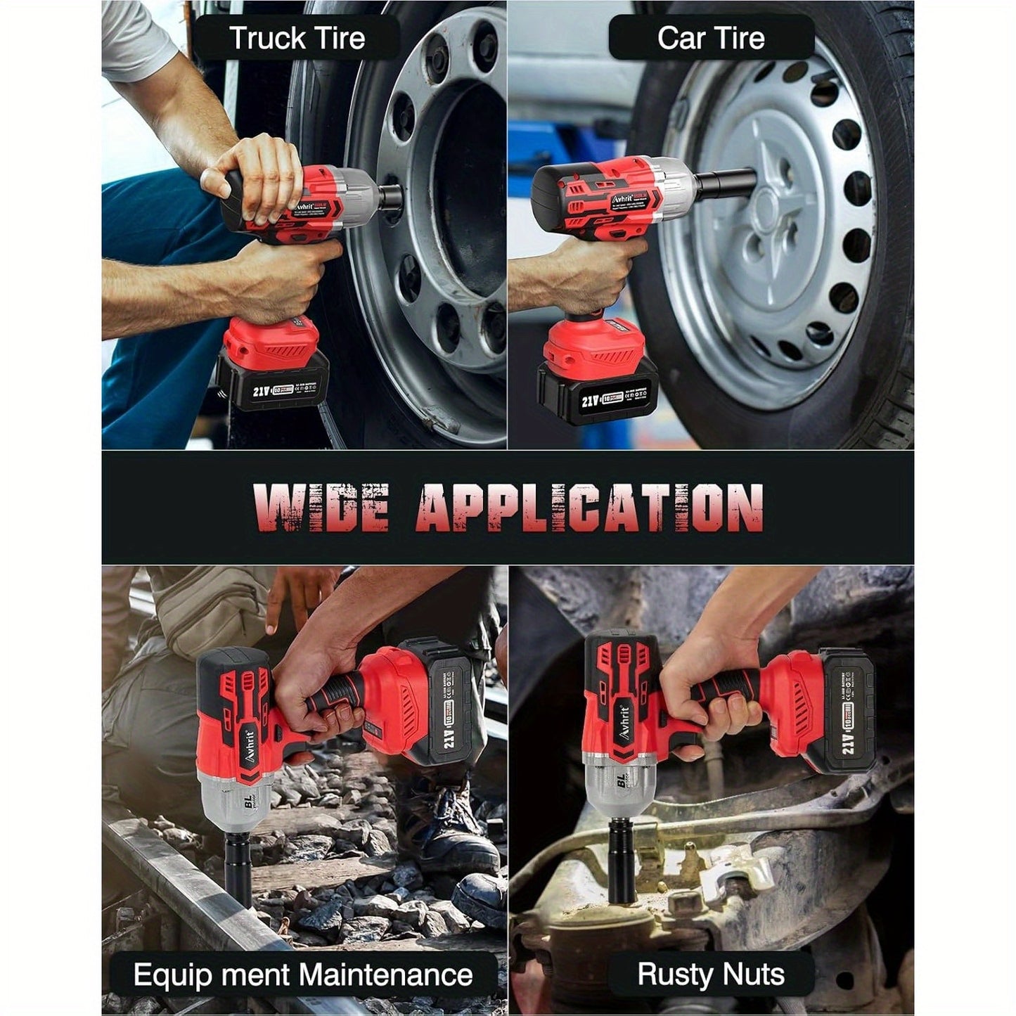 950N.m (700Ft-Lbs) Cordless Impact Wrench 1/2" Brushless – 2x4000mAh Batteries, Fast Charger, 4 Sockets & Storage Case, High-Torque Electric Impact Gun for Car Tires Trucks & Heavy-Duty Use, Canada
