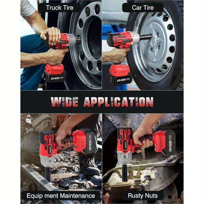 950N.m (700Ft-Lbs) Cordless Impact Wrench 1/2" Brushless – 2x4000mAh Batteries, Fast Charger, 4 Sockets & Storage Case, High-Torque Electric Impact Gun for Car Tires Trucks & Heavy-Duty Use, Canada