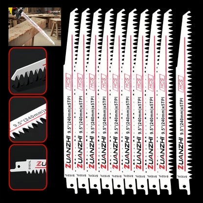 Reciprocating Saw Blades 10-Pack S1531L – Saber Saw Blades for Wood Cutting Branch Pruning & Garden Landscaping, Universal Fit Power Saw Replacement Blades, Canada