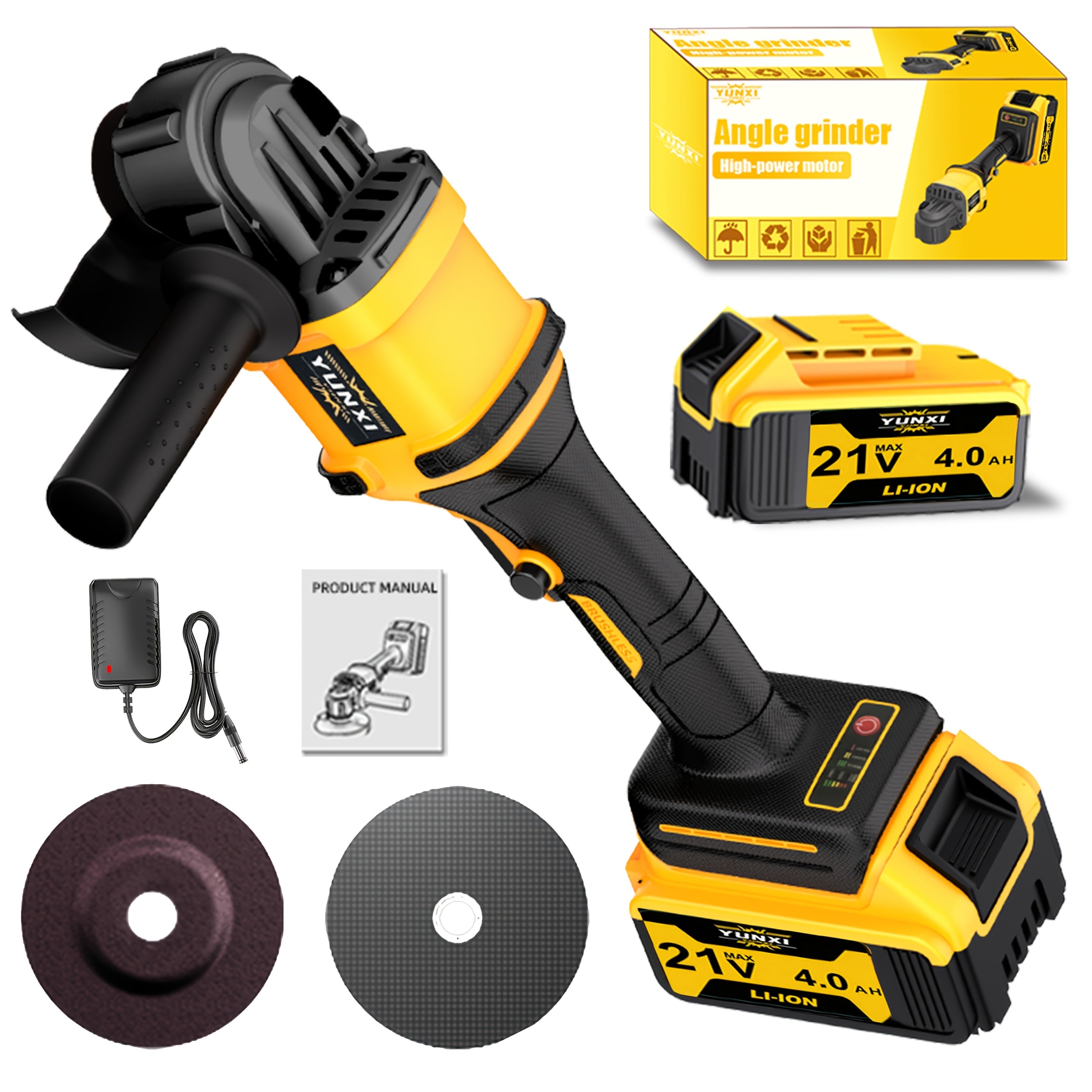 Cordless Angle Grinder Set 21V Rechargeable Lithium Ion with Fast Charger – 1 or 2 Battery Options, Multiple Accessory Kits for Grinding & Polishing, Home Workshop Tool, Gift for Men & Women Canada