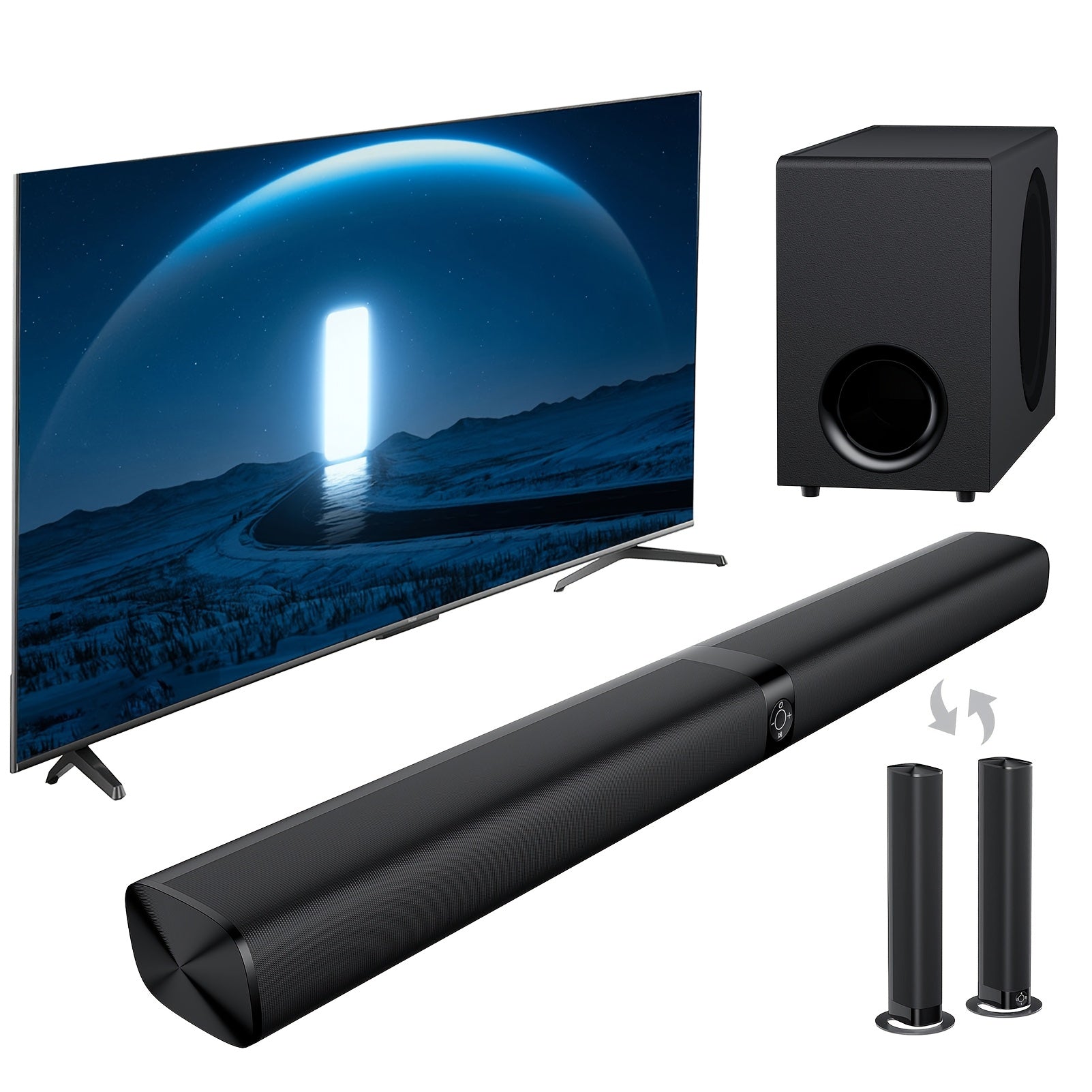 Sound Bars For TV, Smart TV SoundBar Wireless Speaker, Wired & Wireless Sound Bar, ARC/Optical/AUX Connection, Separable Soundbars 32 Inch, With Infrared Remote Control