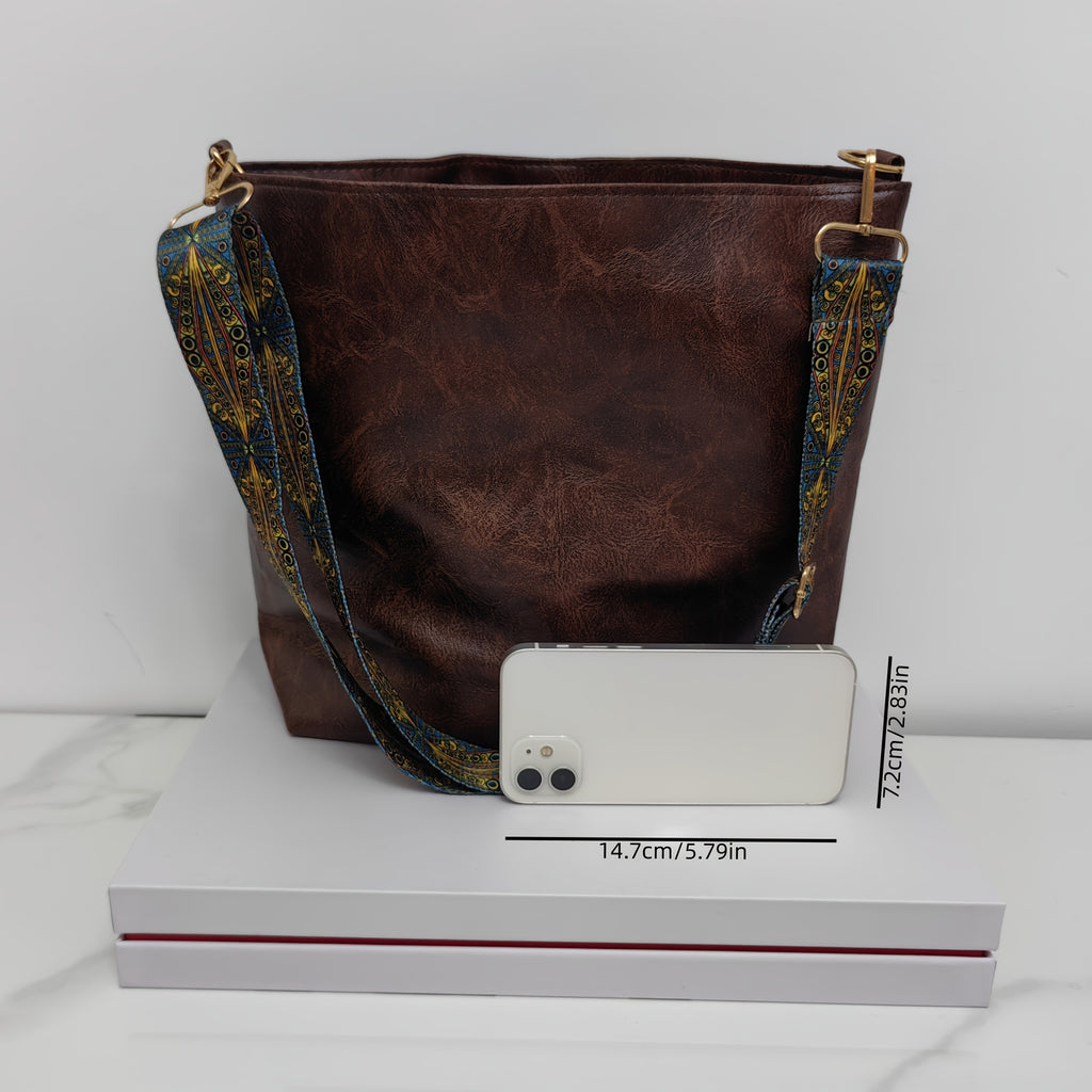 1pc Bohemian Geometric Strap Hobo Bag, Large Capacity Ethnic Crossbody Bag, Women'S Retro Style Shoulder Bag for Best Birthday Gifts, Christmas And Valentine'S Day Gifts