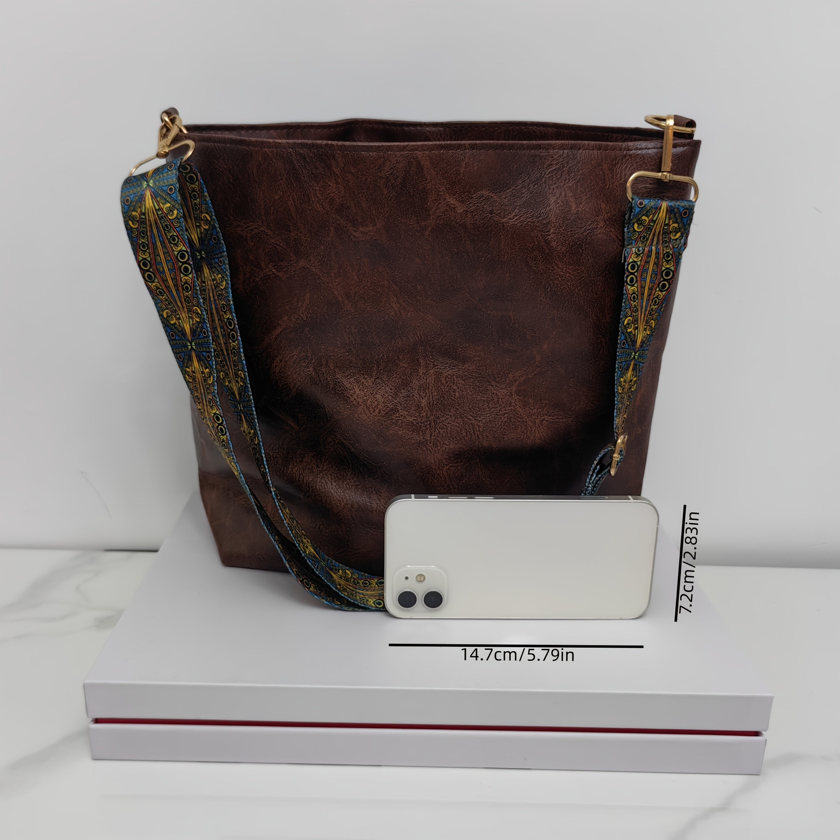 1pc Bohemian Geometric Strap Hobo Bag, Large Capacity Ethnic Crossbody Bag, Women'S Retro Style Shoulder Bag for Best Birthday Gifts, Christmas And Valentine'S Day Gifts