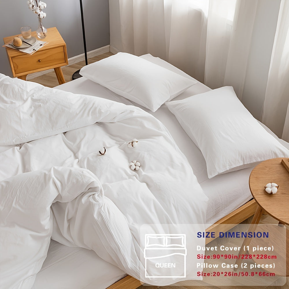 100% Washed Cotton Duvet Cover Set – Breathable, Durable & Ultra-Soft Comfy Bedding Set for All Seasons, Multiple Sizes & Colours