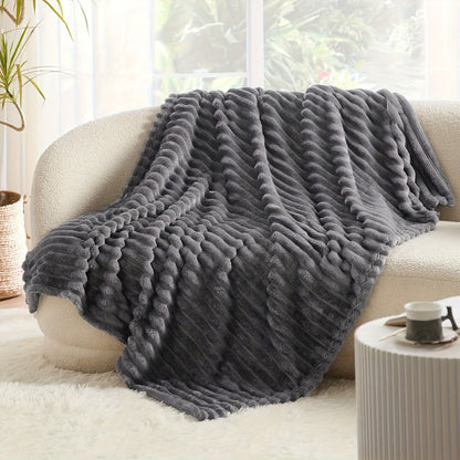 Faux Rabbit Hair Reversible Fleece Blanket – Thickened Extra Large Soft Thermal Throw for Bed, Sofa, Office & Camping | All-Season Nap Blanket | Throw to King Size | 4 Colours | ShopVora CA