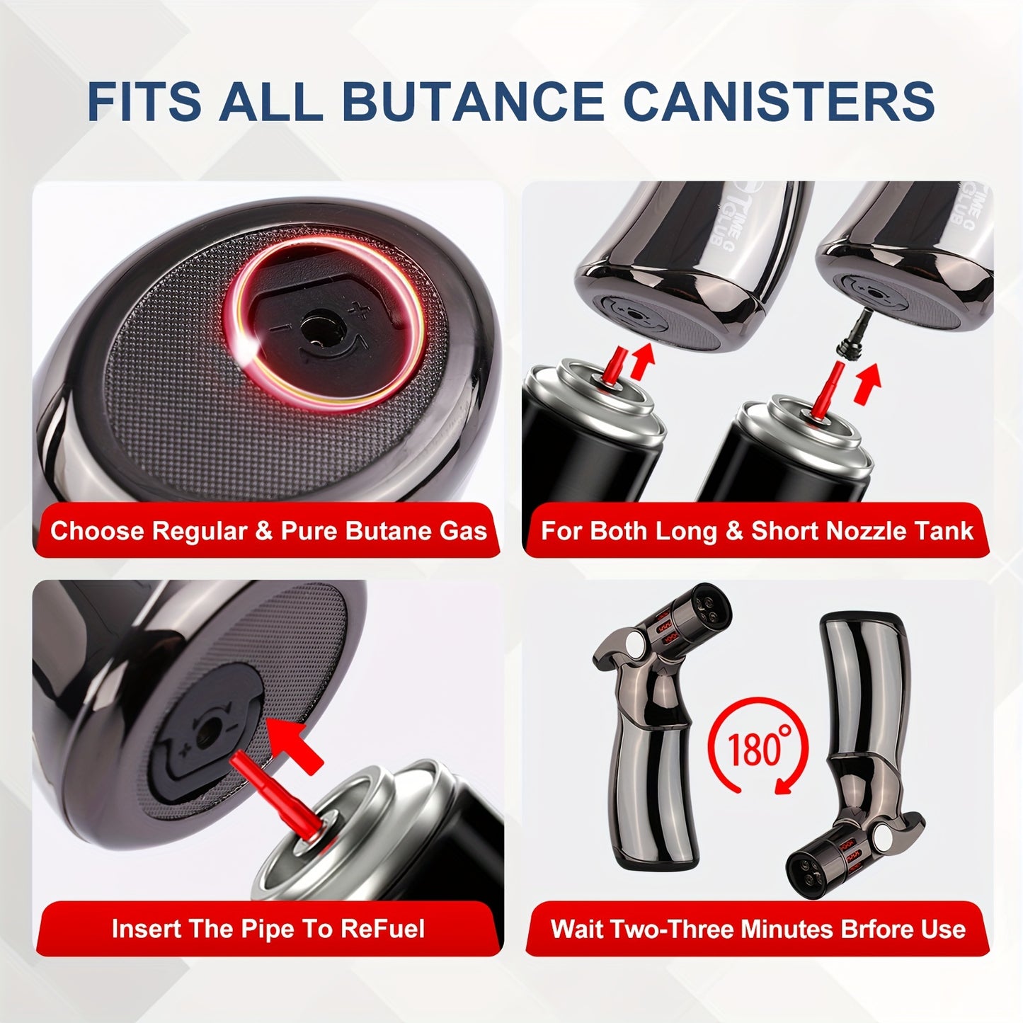 4-Flame Butane Kitchen Torch Adjustable Refillable – Premium Multipurpose Culinary Blow Torch for Creme Brulee, Baking & BBQ (Butane Gas Not Included)