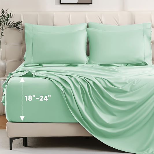 Extra Deep Light Blue Sheets Set - Breathable And Cooling Sheets for Kids - Hotel Luxury Bedding for Women, Men, Kids And Family - Easy Secure Fit - Soft, Wrinkle Free And Comfy - Extra Deep Pockets
