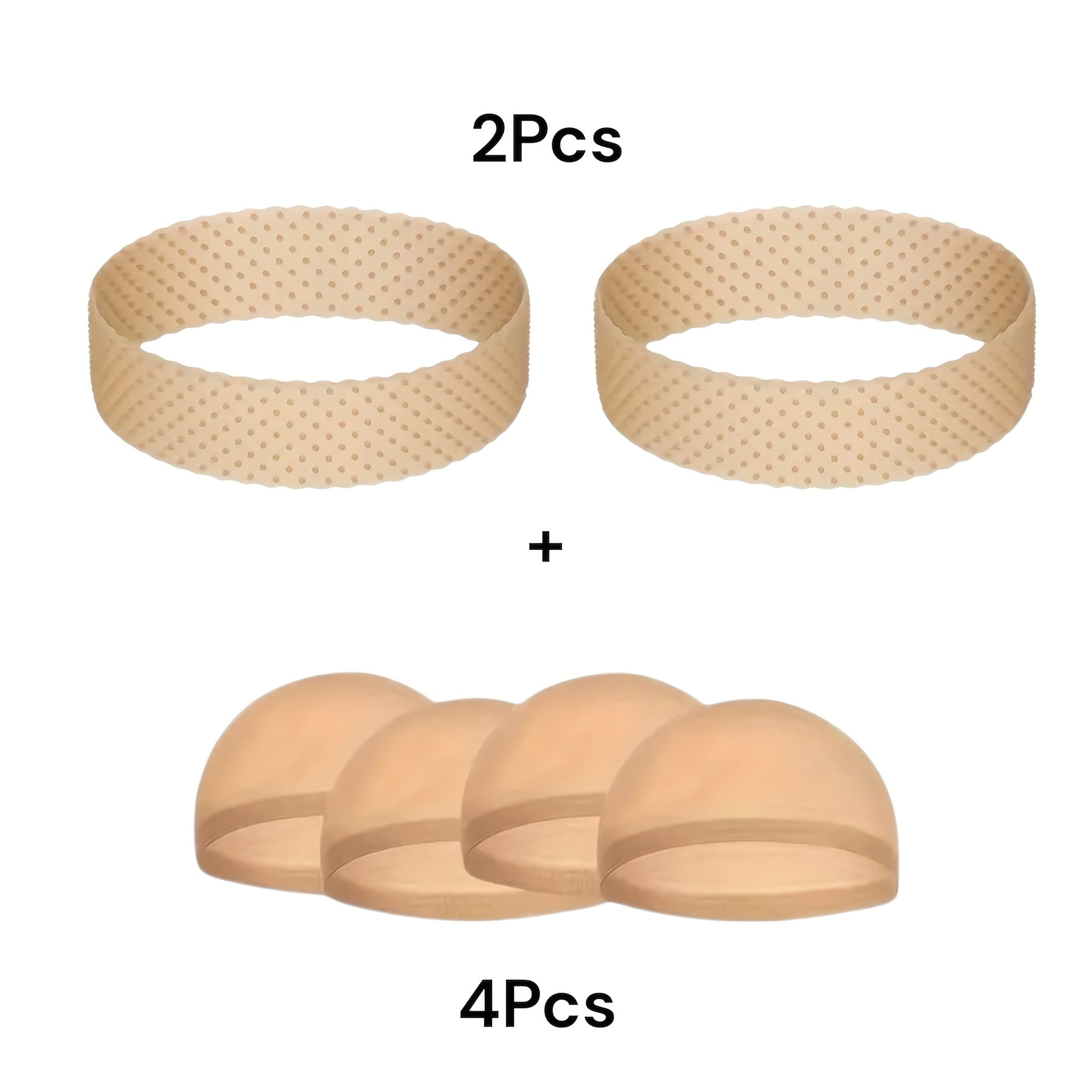 Silicone Wig Band & HD Wig Cap Set of 6 - Anti-Slip Adjustable Headband for Lace Wigs, 2pcs Silicone Bands + 4pcs HD Wig Caps, Secure Glueless Wig Accessories for Women