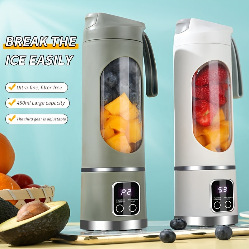 Portable USB Rechargeable Blender with LED Display - 15.22Oz, Ideal for Smoothies And Fresh Juice, Compact Design for On-The-Go Nutrition