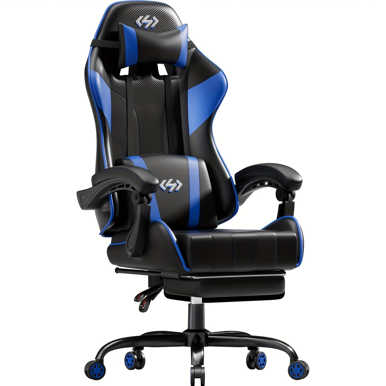 6-Point Support Gaming Chair with Pocket Springs and Adjustable Lumbar Headrest - 135 Degree Recline Faux Leather Office Gaming Seat Footrest Linkage Armrest 300 lb Canada