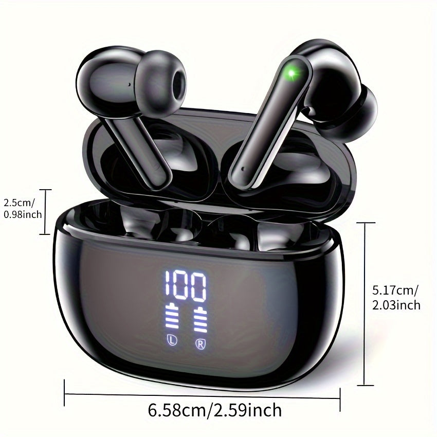 Bluetooth Earbuds, 40Hrs with Charging Case V5.3 Touch Control Ear Buds Hi-Fi Stereo with ENC Noise Cancelling Mic, LED Power Display Charging Case Stereo Bass Earphones Clear Call Earphones for Sports Workout