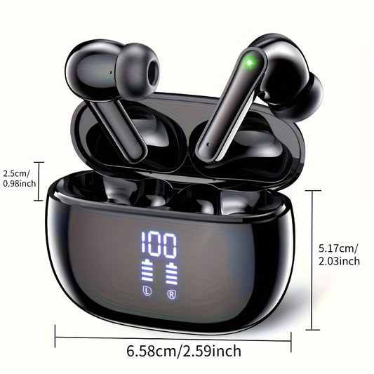 Bluetooth Earbuds, 40Hrs with Charging Case V5.3 Touch Control Ear Buds Hi-Fi Stereo with ENC Noise Cancelling Mic, LED Power Display Charging Case Stereo Bass Earphones Clear Call Earphones for Sports Workout