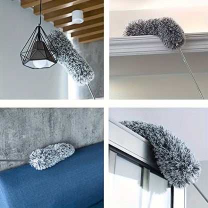Extendable Microfiber Duster with Bendable Head – Washable & Reusable Dusting Brush for High Ceilings, Ceiling Fans, Furniture & Cars, Adjustable Cleaning Tool for Home