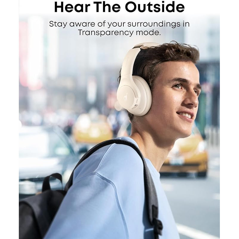 soundcore by Anker Q20i Hybrid Active Noise Cancelling Headphones, Wireless Over-Ear Bluetooth, 40H Long ANC Playtime, Hi-Res Audio, Big Bass, Customize via an App, Transparency Mode, Ideal for Travel (Renewed)
