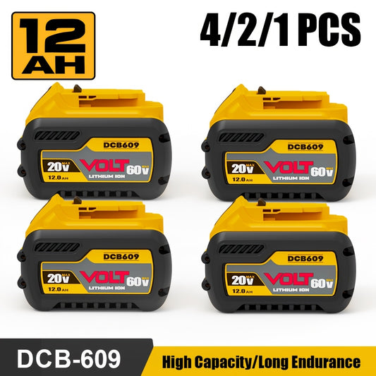 1PACK/2PACK/4PACK DCB609 60V/20V Replacement for DEWALT Battery 12.0AH, Works with for Dewalt 20V/60V Power Tools, Substitute for Dewalt 20V/60V Battery DCB609 DCB606 DCB612, Compatible with for Dewalt 20V 60V Battery Chargers