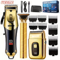 Weeme Men'S Makeup Bag 1pack/ 3pcs/4pcs, Golden And Black Hair Clippers With USB Charging LCD Screen, 8 Guide Combs, Cutting Machine And Shaver, Including Cleaning Brush And Comb, Men'S Economy Gift, Ideal Father'S Day Gift For Men.