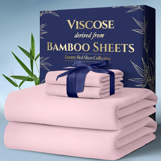 Bedding Sheet & Pillowcase Sets Cooling Bed Sheets King Set - Luxurious & Ultra-Soft King/Kids Size Cooling Sheets for Hot Sleepers - Comfortable & Cool Bamboo Viscose Sheets Deep Pockets for Bedroom Children's Room