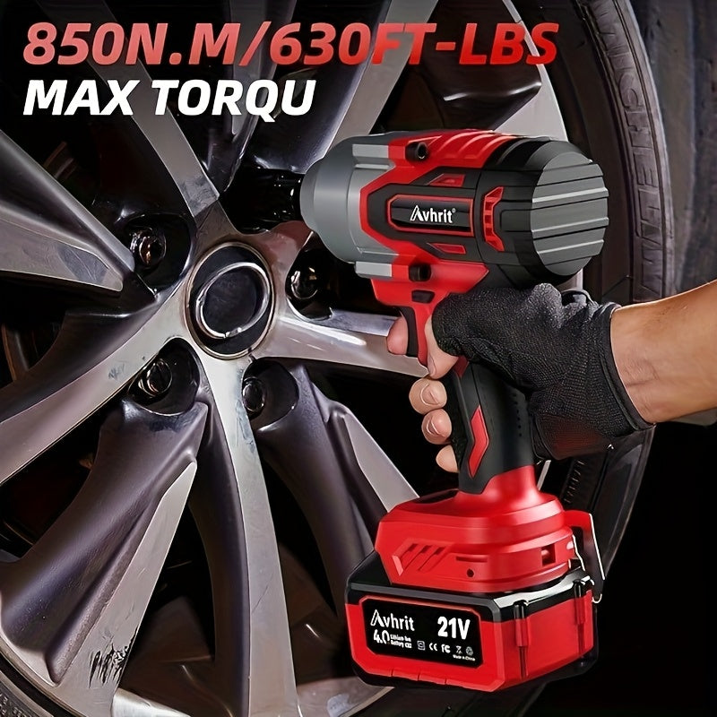 Uncovered 950N.M (700Ft-Lbs) Impact Wrench, 1/2 High Torque Electric Impact Gun W/ 2 X 4000Mah Battery, Fast Charger And 4 Sockets, Power Impact Driver for Car Tires Truck, a Great Holiday Gift for Husbands And Fathers