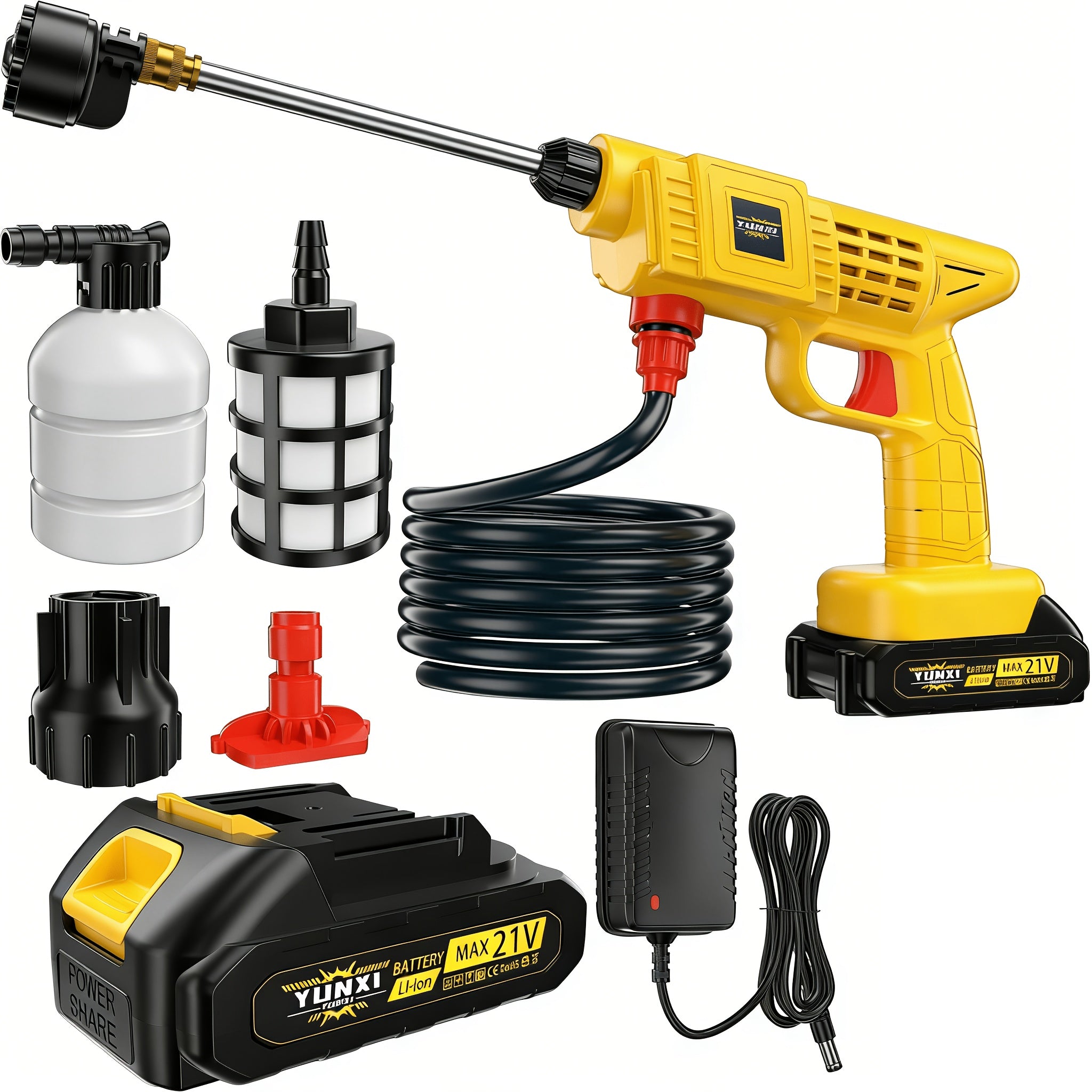 Cordless Lithium-Ion Pressure Washer Gun Portable High-Pressure Cleaning Machine with Ergonomic Grip, Rechargeable Battery – Ideal for Car Wash, Patio, Garden & Courtyard Outdoor Cleaning, Lightweight Handheld Design