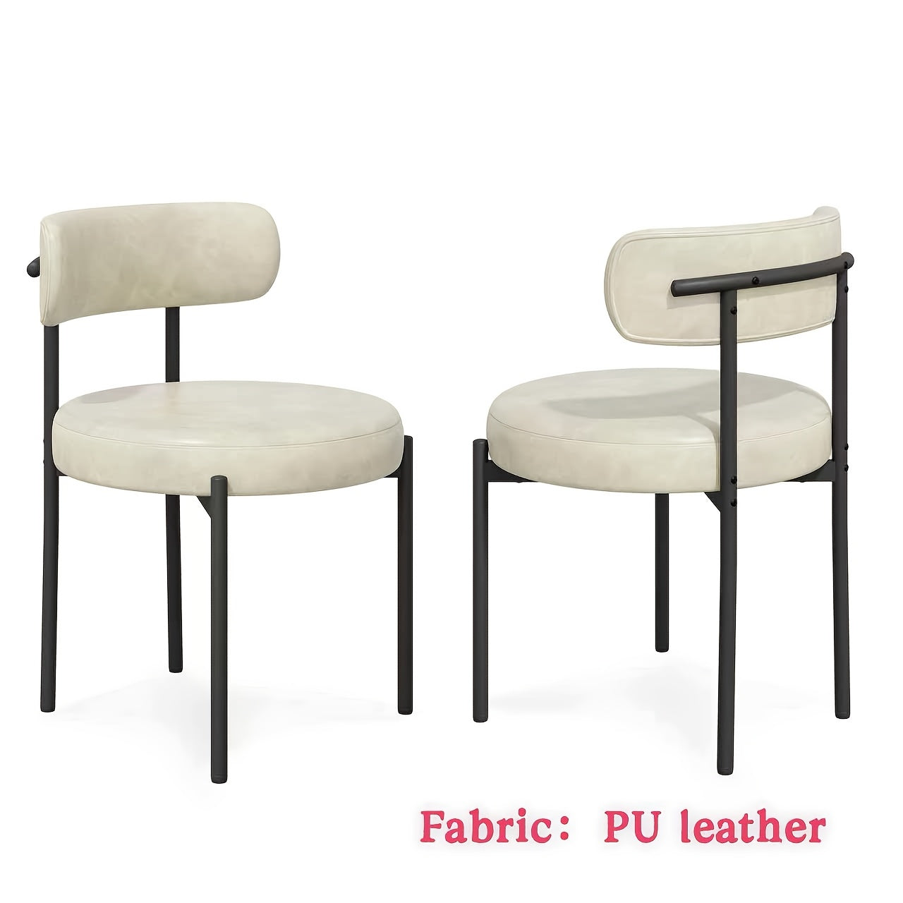 Mid-Century Modern Dining Chairs with Boucle Fabric & Thick Cushions – Rounded Back Upholstered Accent Chair with Sturdy Metal Legs for Dining Room Living Room