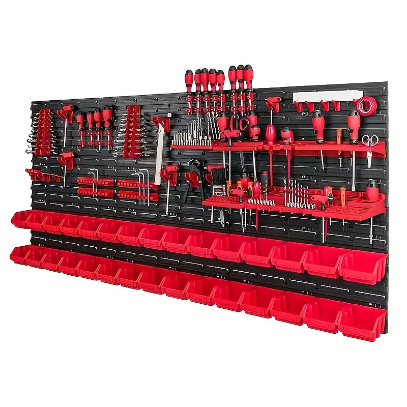 Wall-Mounted Garage Storage Rack System 18-98 Jars – Heavy-Duty Small Parts Organizer for Screws Nuts Bolts Nails, Workshop Shelf, Easy Install, Multiple Configurations, Canada