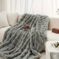 Faux Fur Heavy Plush Throw Blanket – Super Soft Warm Cozy Fleece Blanket for Couch Bed & Travel, All-Season Gift Blanket