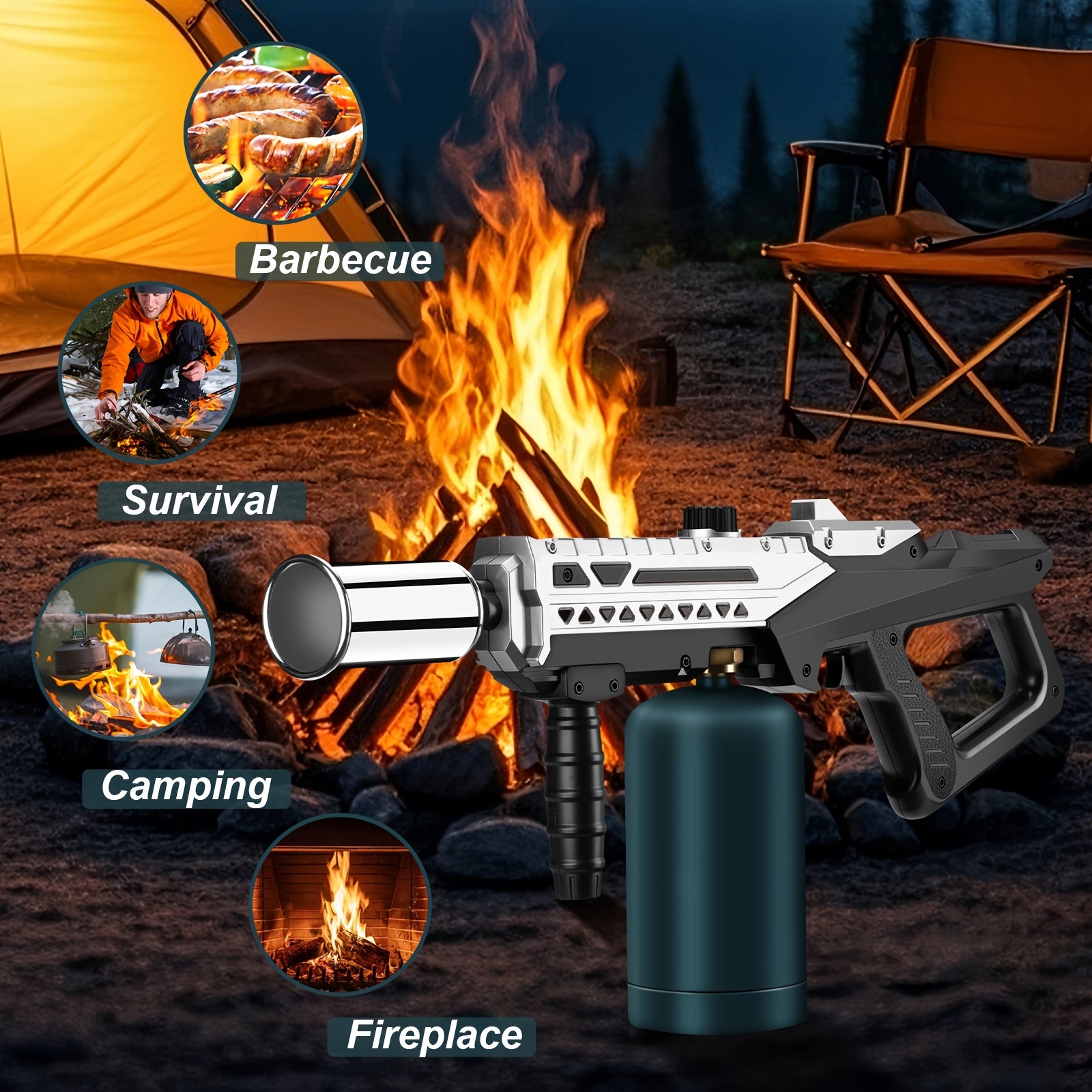 Powerful Propane Torch Gun, Flamethrower with Adjustable Flame, Blow Torch for Campfire, Fire Pit Starter, Fun Gift(Propane Tank Not Included)