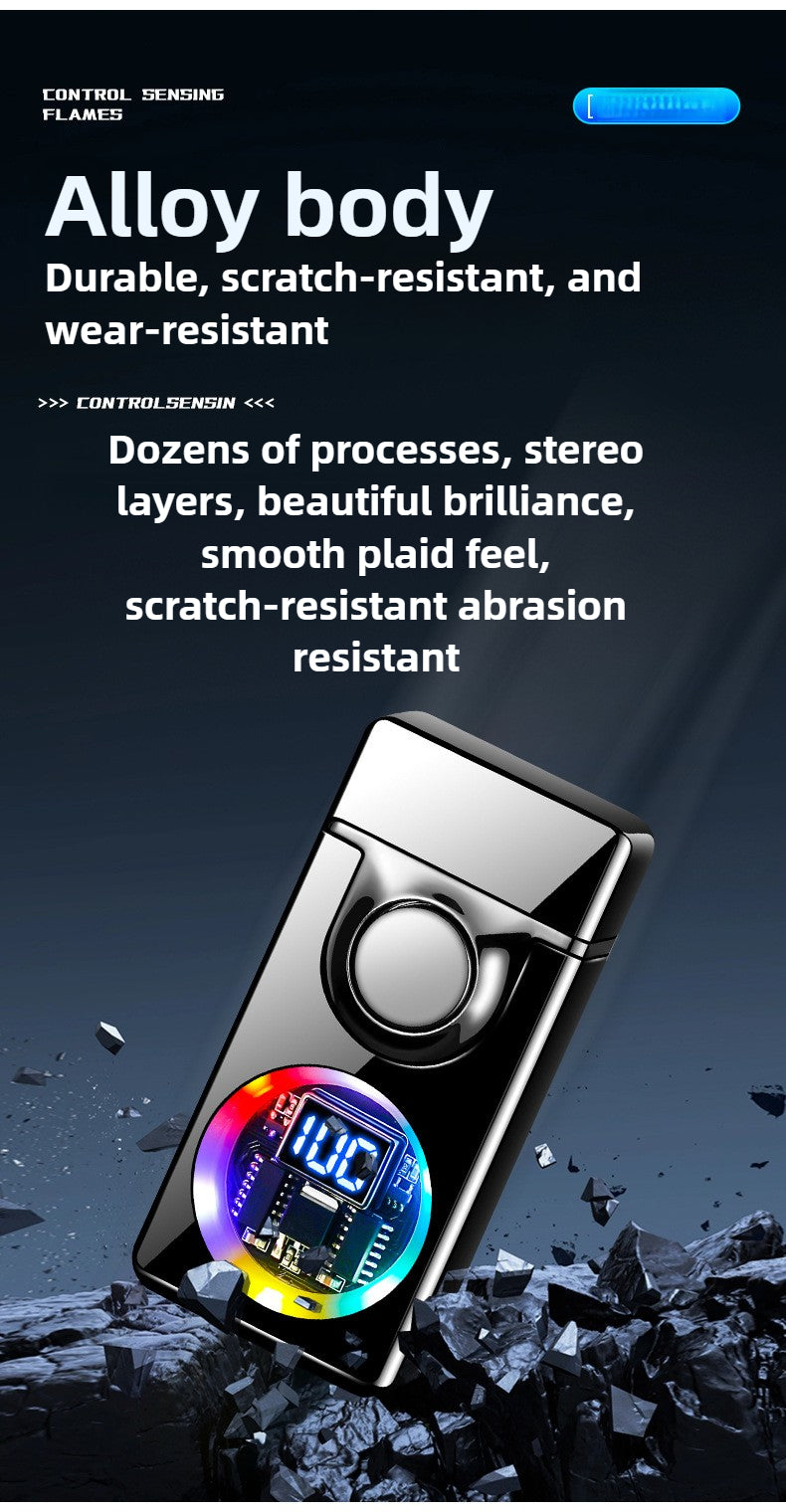 BNMQ 2025 Intelligent Voice Control Butane Lighter, 5 Ignition Modes, Visible Transparent Window, Portable Metal Flip Induction Lighter