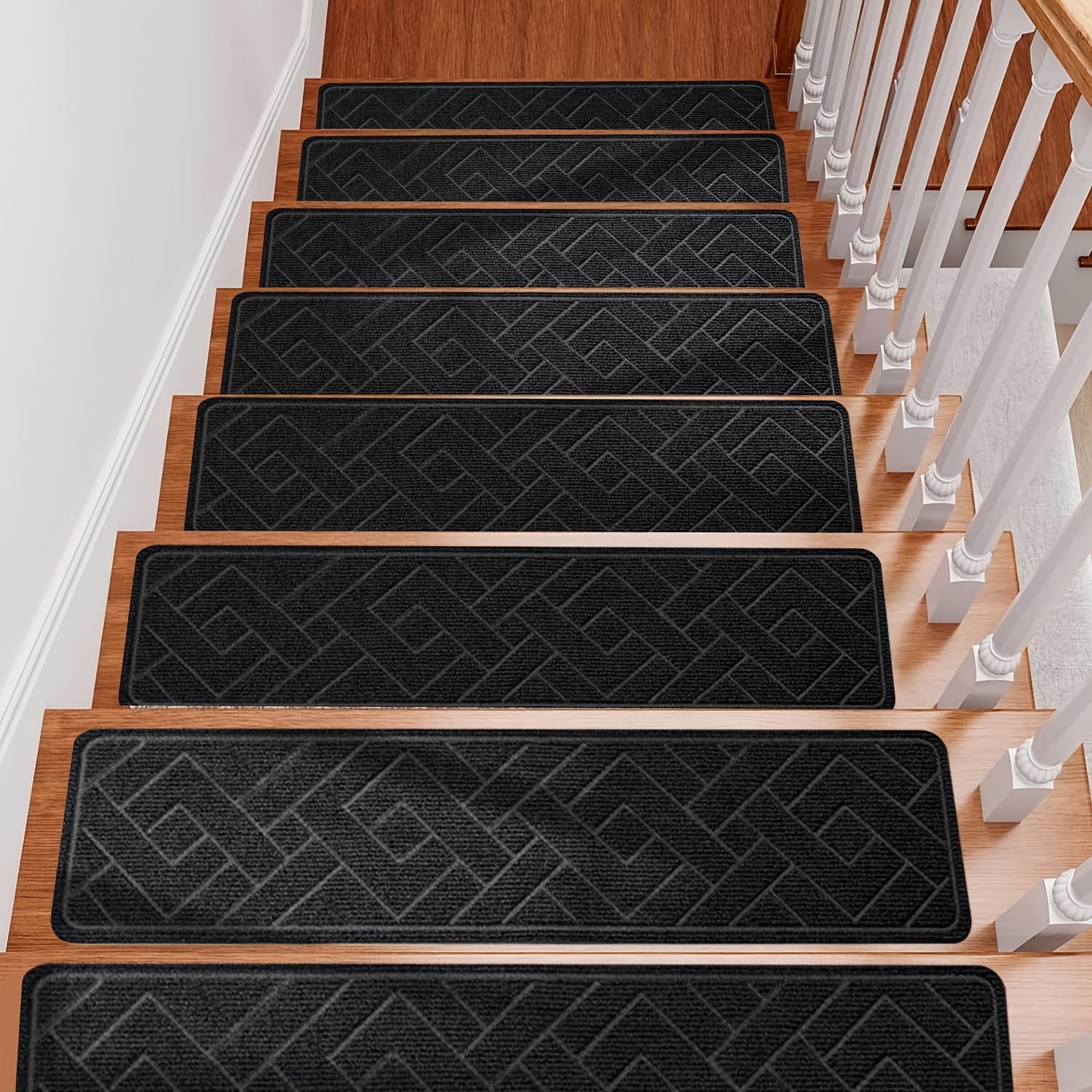 Anti-Slip Self-Adhesive Stair Treads – 3D Embossed, 30x8 Inch, 7/15-Piece Set, Indoor & Outdoor Stair Mats for Pets & Seniors, No-Tool Install, Scratch Resistant, Cut-to-Fit Design