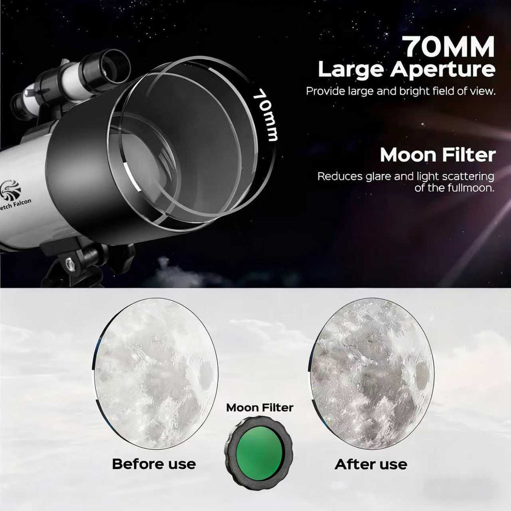 HD 150X Astronomical Telescope High-Powered,Portable with 700mm Aperture (HD Refractor, Tripod, Phone Adapter) Ideal for Stargazing and Space Exploration