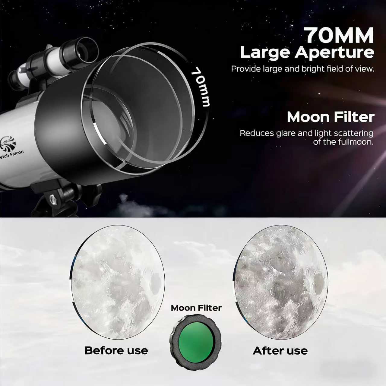 HD 150X Astronomical Telescope High-Powered,Portable with 700mm Aperture (HD Refractor, Tripod, Phone Adapter) Ideal for Stargazing and Space Exploration