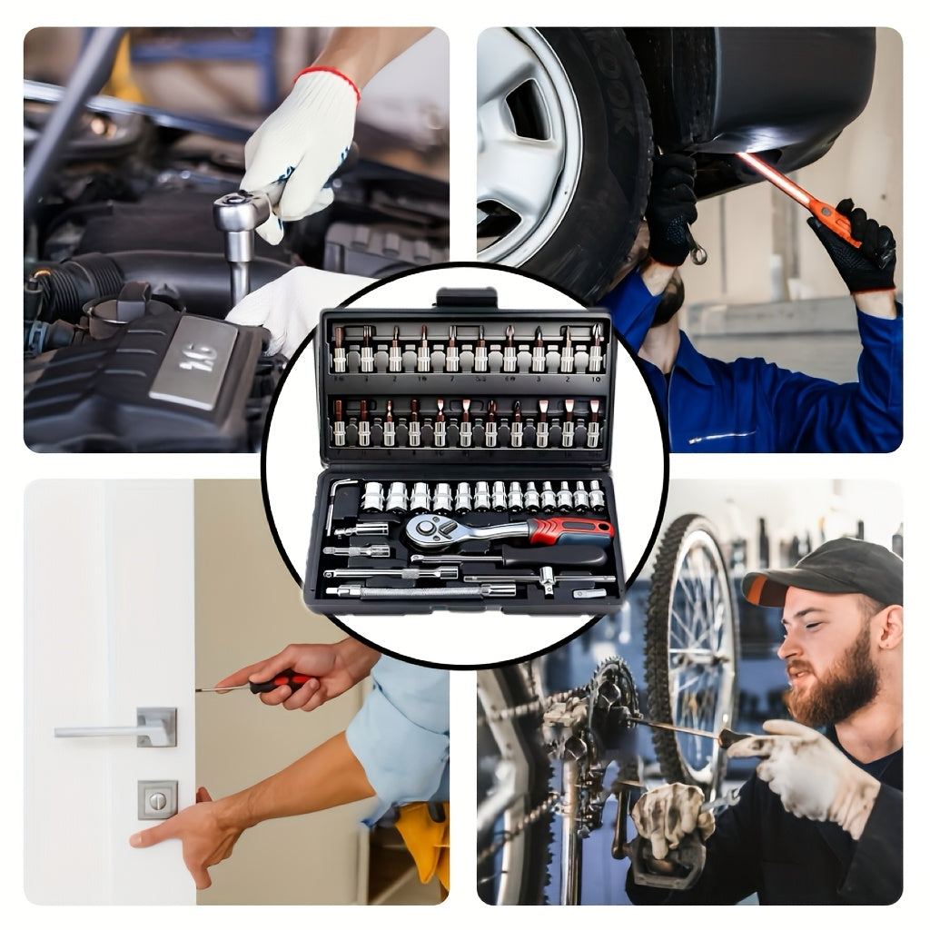 Car Maintenance Tool Set, Auto Repair Wrench, Multipurpose Ratchet Tool Set - Ratchet Torque Wrench And Screwdriver, Portable Vehicle And Bicycle Repair Tools, Ideal Gift for Mechanics And Mechanical DIY Enthusiasts, Mechanic Tool Set.