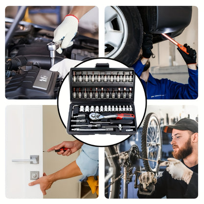 Portable Car & Bicycle Repair Ratchet Tool Set – Multipurpose Ratchet Torque Wrench & Screwdriver Kit for Auto Maintenance, Vehicle & Bike Repairs, Ideal Gift for Mechanics & DIY Enthusiasts
