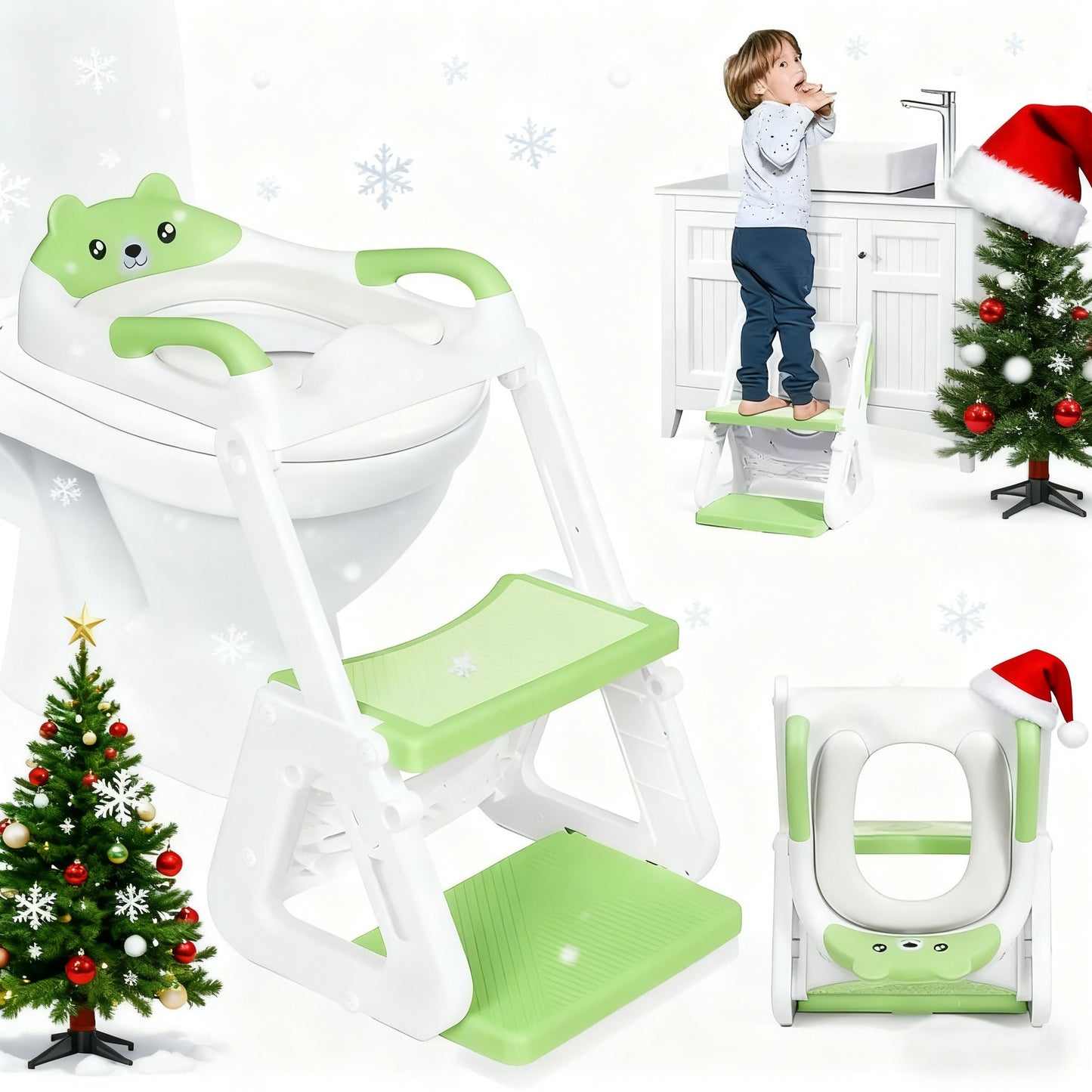 Stability Potty Training Toilet Seat with Step Stool 2-in-1 for Toddlers Boys & Girls – Adjustable Ladder & Seat Height, Splash Guard, Anti-Slip Pad, Grey – Safe & Sturdy Kids Toilet Trainer