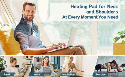 Electric Heating Pad for Neck Shoulders & Back – 6 Heat Settings, 4 Timers, Auto Shut-Off, Weighted Option, Soft Washable Cover, Pain Relief Gift for Women Men