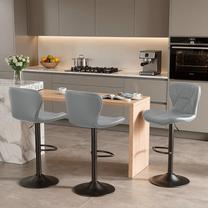 Adjustable Swivel Bar Stools Set of 2 or 3 Modern Faux Leather with Back Support Counter Height Kitchen Island Stools - Canada