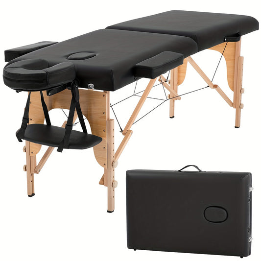 Portable Massage Table Designed for Therapy, Measuring 73 Inches, with Adjustable Height And a Two-Fold Design, Suitable for Salon Use And Featuring a Face Cradle
