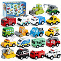 18pcs Pull Back City Cars & Trucks Set: Friction Powered Toy Vehicles For Toddlers, Educational Play For Boys & Girls, Perfect Goodie Bags Stuffers, Multi-Item Party Favor Packs For Children, Perfect Christmas Birthday Gifts For Boys And Girls