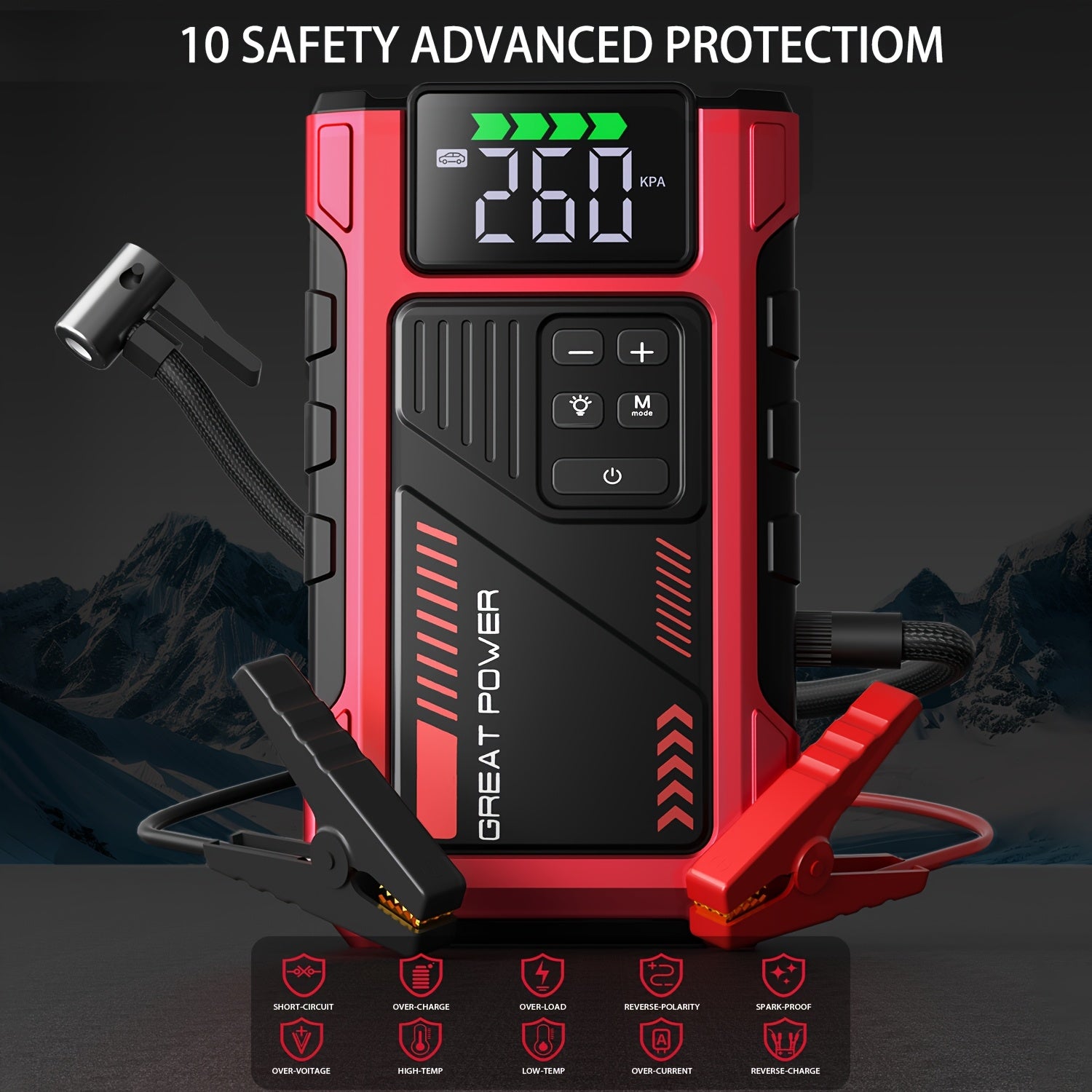 7000A Car Portable Wireless Car Air Compressor, Jump Starter With AirCompressor, Battery Jump StarterPortable Peak, Car Battery Charger Portable For12V(2.11gal Gas/1.72 gal Diesel) UsB Input/output, LED Emergency, Car Accessories Too
