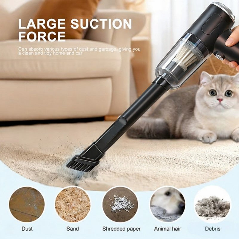 Handheld Vacuum Cleaner Portable Blow and Suction with Side Brushes Anti-Tangle Hair Design Detachable Crevice Tool Low Noise 40dB 7Kpa Suction Power Suitable for Blow & Suction for Cars Home & Office DustIncludes a Crevice Tool | Valentine's Day and New