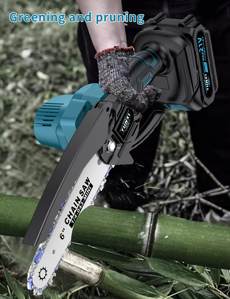 6-inch  Chainsaw Wireless, Handheld Electric Chainsaw, Equipped with Battery Charger, Automatic Chain Tensioning And Automatic Fuel Dispenser for Branches, Yards, Homes, And Gardens, Ideal Gift for Men, Husbands, Fathers, And Trimming Saws