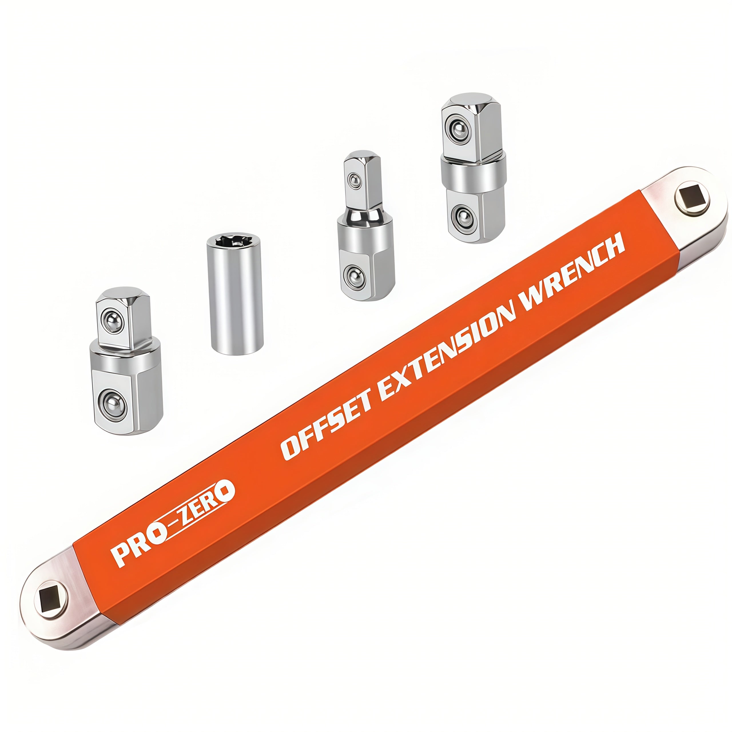 Flex Head Ratchet Wrench Set 2-in-1 Offset Extension with 1/2" 1/4" 3/8" Adapters – 180° Swivel High Torque Non-Slip Handle for Tight Spaces, DIY & Mechanic Hand Tool