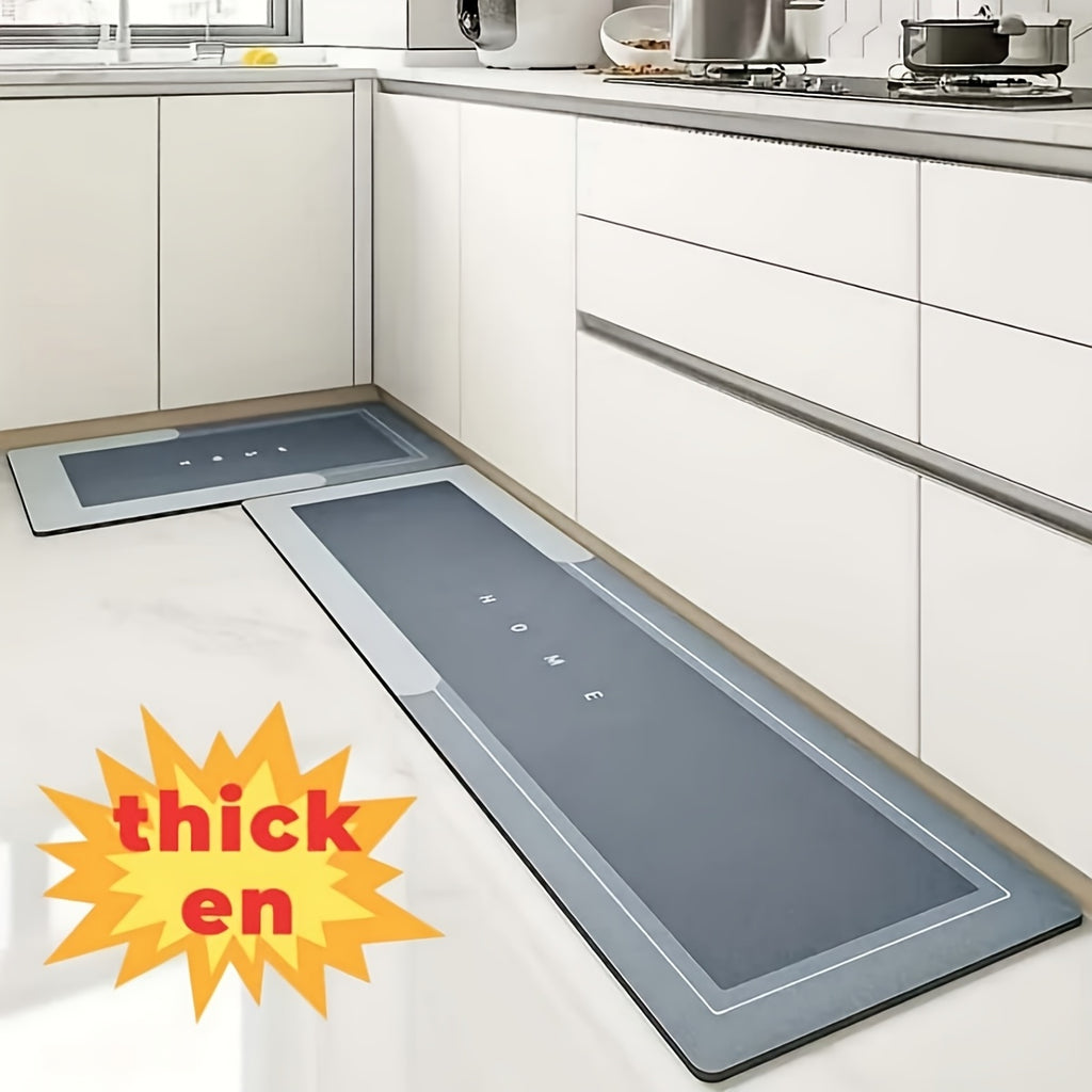 2pcs Non-Slip High Quality Floor Mats Suitable for Kitchen Bathroom Suitable for Home & Commercial Use, Plush Suede Backing with Rubber Base, Oil-Absorbing Quick-Dry Easy Clean Modern Decor Mats Suitable for Restaurant, Living Room, Bathing Areas