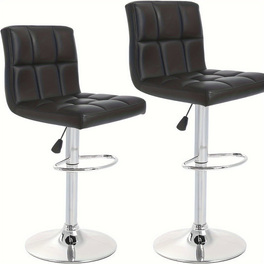 2-Pack Bar Chairs Adjustable Swivel Stool - Armless Hydraulic Bar Height Stools, Comfortable Back Support, Perfect Addition to Your Modern Kitchen And Living Room