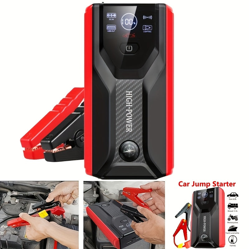 10000mAh Portable Car Jump Starter 12V Emergency Power Supply with LED Emergency Light, Fast Charging, Air Pump Option — Cars, Trucks, Motorcycles & Boats Canada