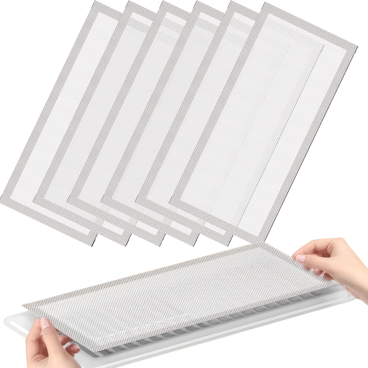 Insect & Rodent Proof Magnetic Vent Covers 6-Pack – 4x10" Heavy-Duty PVC Grid Screen for Floor, Ceiling & Wall HVAC Registers, White or Black, Easy No-Tool Install